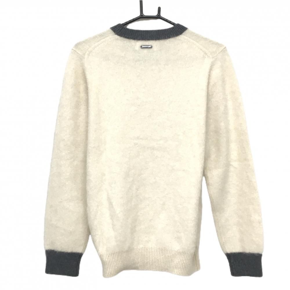 マスターバニー セーター 白×グレー ウール混 ニット メンズ 4 M ゴルフウェア MASTER BUNNY EDITION