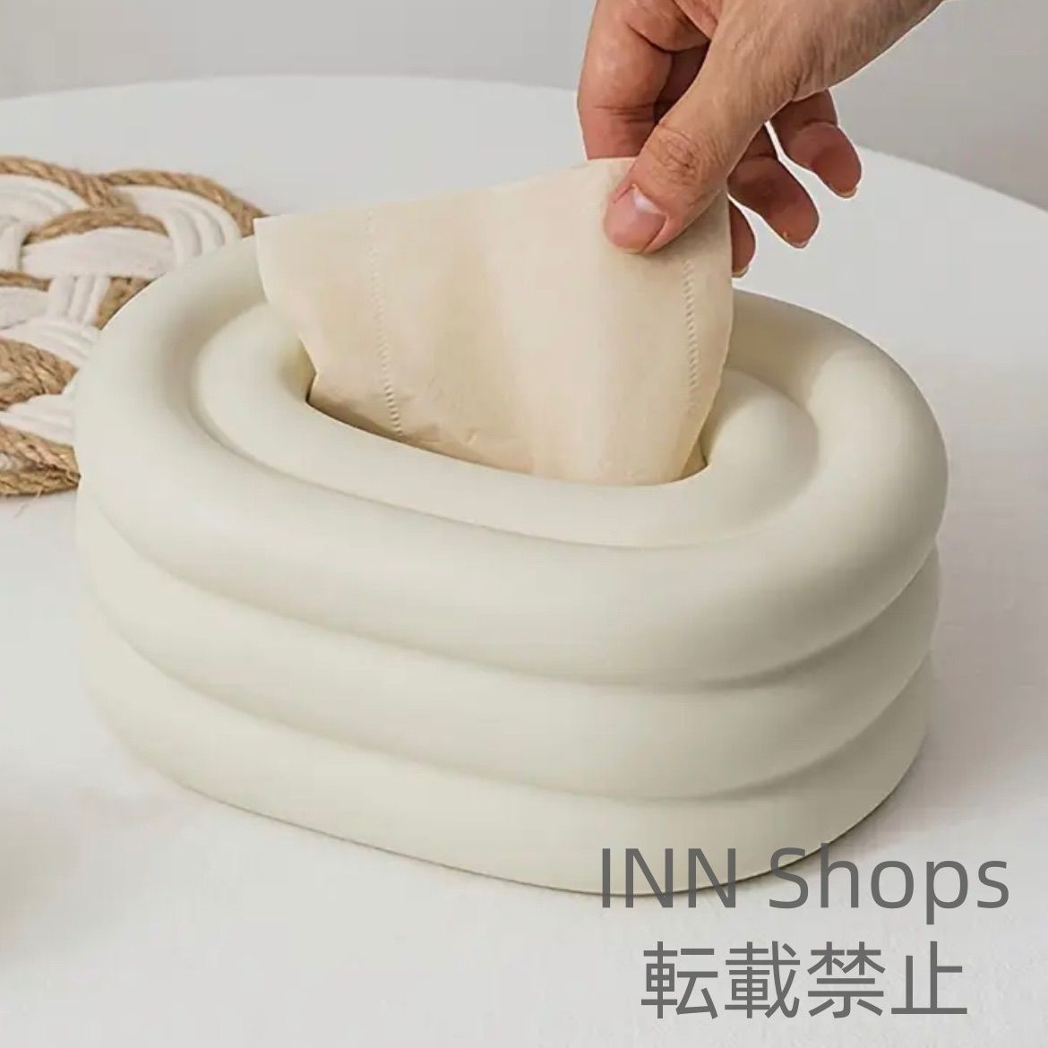 ティッシュケース セラミック製 装飾用ティッシュボックス クリーミー 輪デザイン キッチン ダイニング リビング バスルーム 寝室対応 シンプルモダン ティッシュディスペンサー 韓国風 リビングルーム cp18