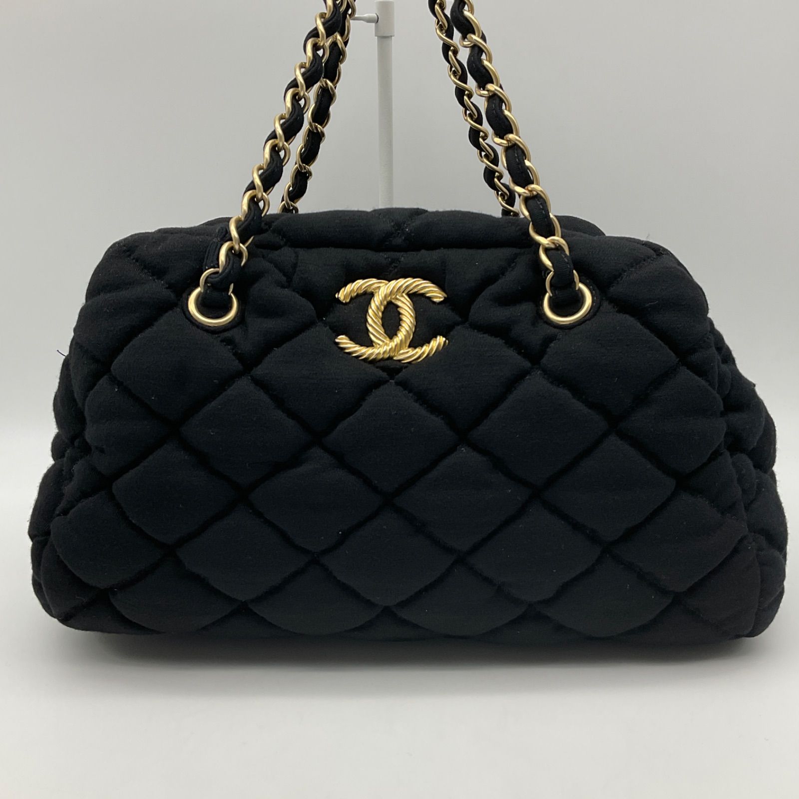 CHANEL シャネル マトラッセ ミニボストンバッグ ブラック ジャージー 