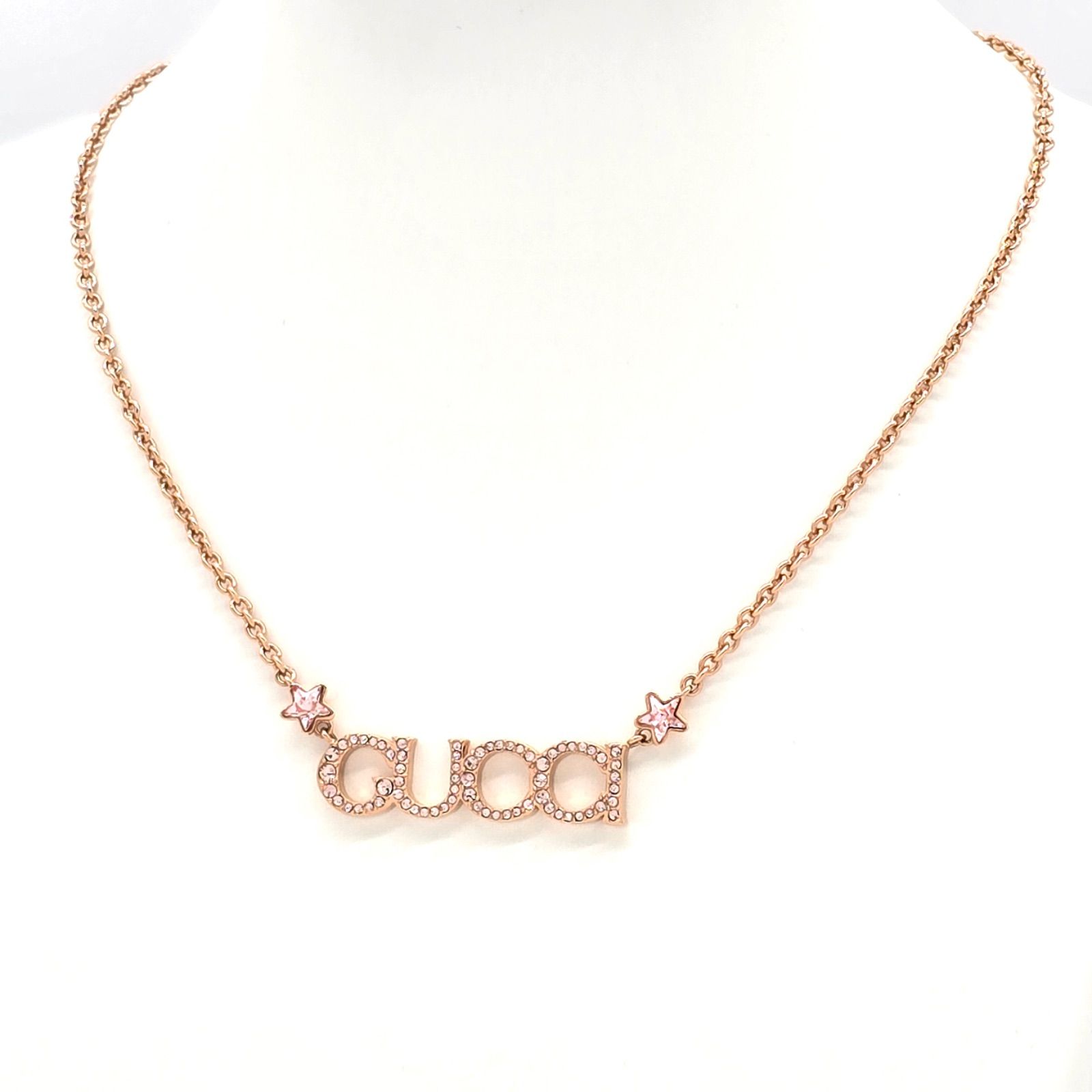 GUCCI グッチ ‎774693 ロゴ ネックレス 全長46.2㎝ クリスタル
