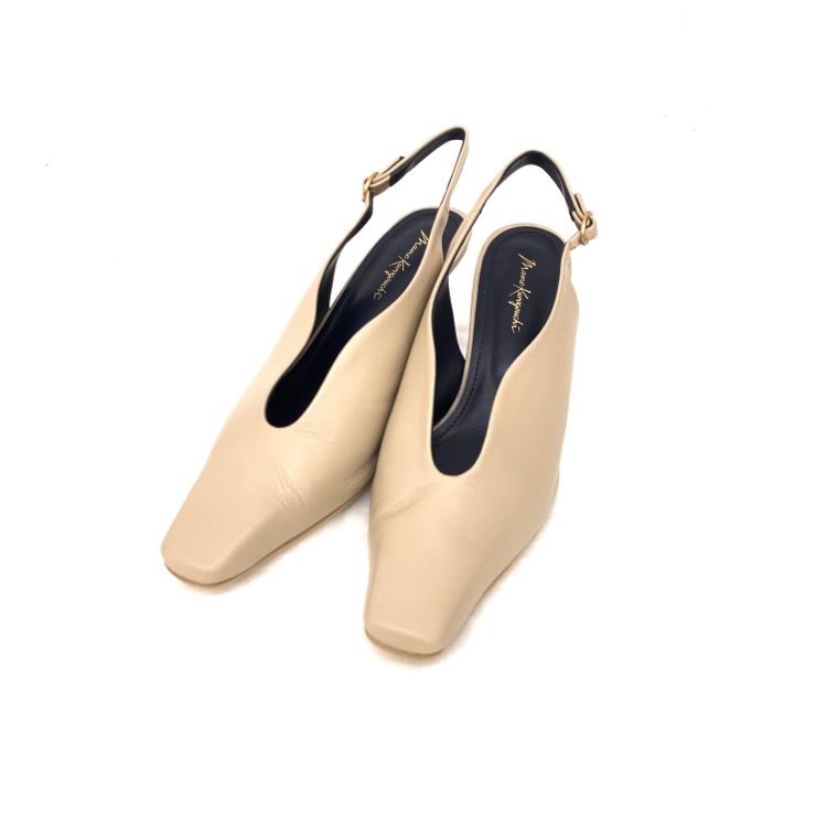 23SS Mame Kurogouchi マメクロゴウチ Curved Line Sling Back Heels