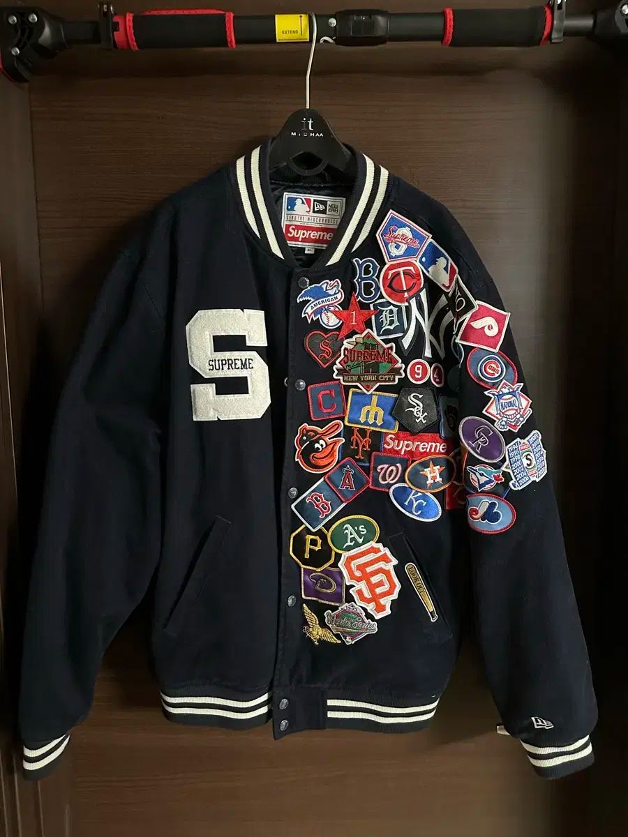 Supreme シュプリーム NEW ERA ニューエラ MLB スタジャン ネイビー XL