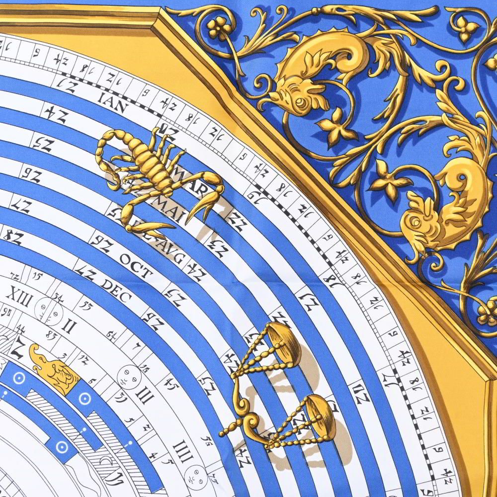 HERMES エルメス カレ90 占星術 DIES ET HORE タグなし HERMES エルメス カレ90 占星術 DIES ET HORE スカーフ ゴールド