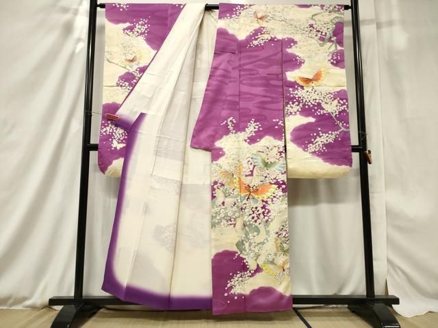 振袖フルセット(6点)・赤・駒刺繍・舞蝶・舞桜・流水・金銀彩・箔・