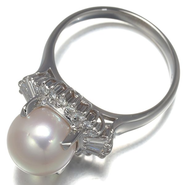 田崎真珠 タサキ Pt900 パール約7.5mm珠 ダイヤ計0.16ct リング 田崎真珠 タサキ Pt900 パール約7.5mm珠 ダイヤ計0.16ct リング