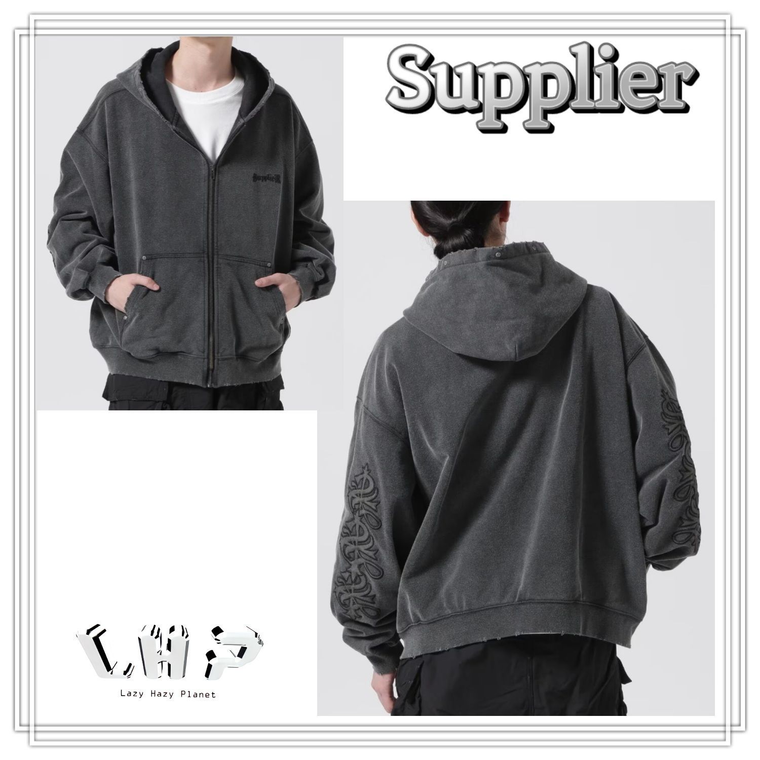 Supplier/サプライヤー/STUDS CROSS ZIP HOODIE ブラック - メルカリ