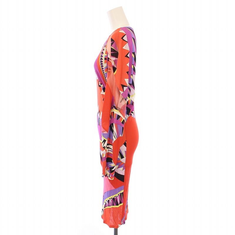 エミリオプッチ EMILIO PUCCI タイトワンピース 膝 長袖 Vネック