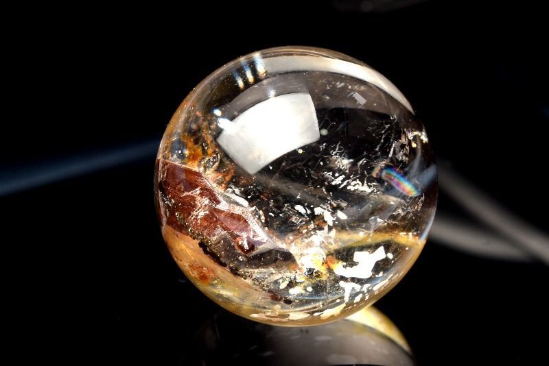 1点物】希少 クォーツインクォーツ(貫入水晶) 21mm 丸玉(台座