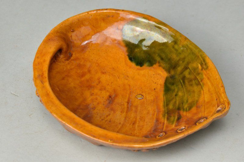 蔵A5326 古美術 紀州藩 秦焼 貝型皿 江戸時代