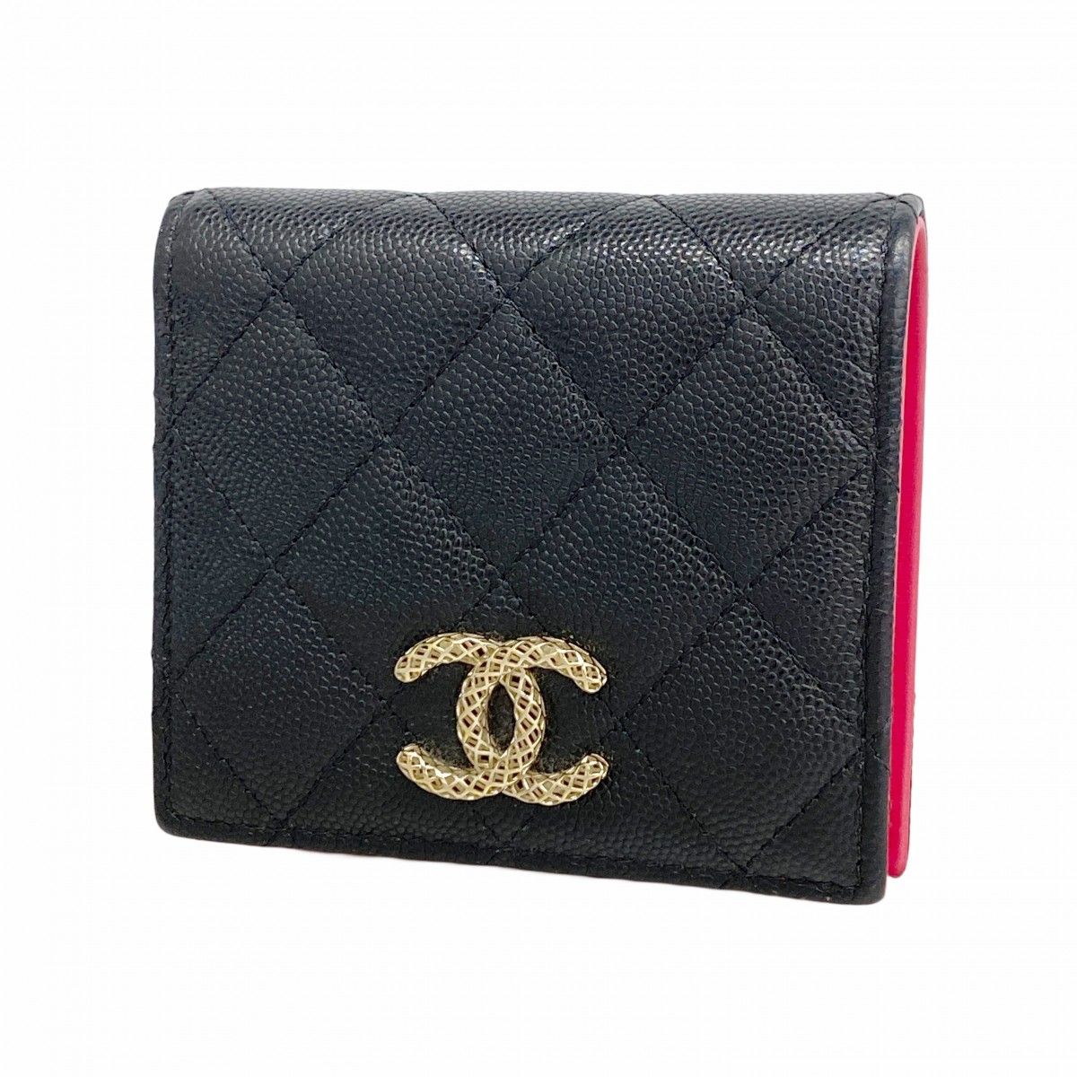 5ec3847 シャネル 財布 マトラッセ キャビアスキン ブラック シャンパンゴールド金具 レディース