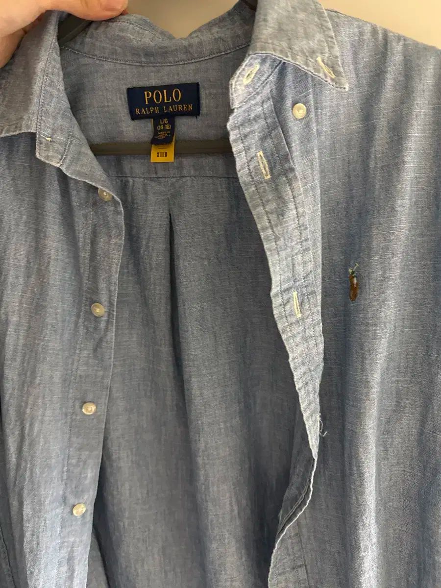 ポロ BOYS PLANET ボイプラ シャツ ポニー ロゴ Oxford オックスフォード 長袖 Tシャツ ライトデニム L サイズ