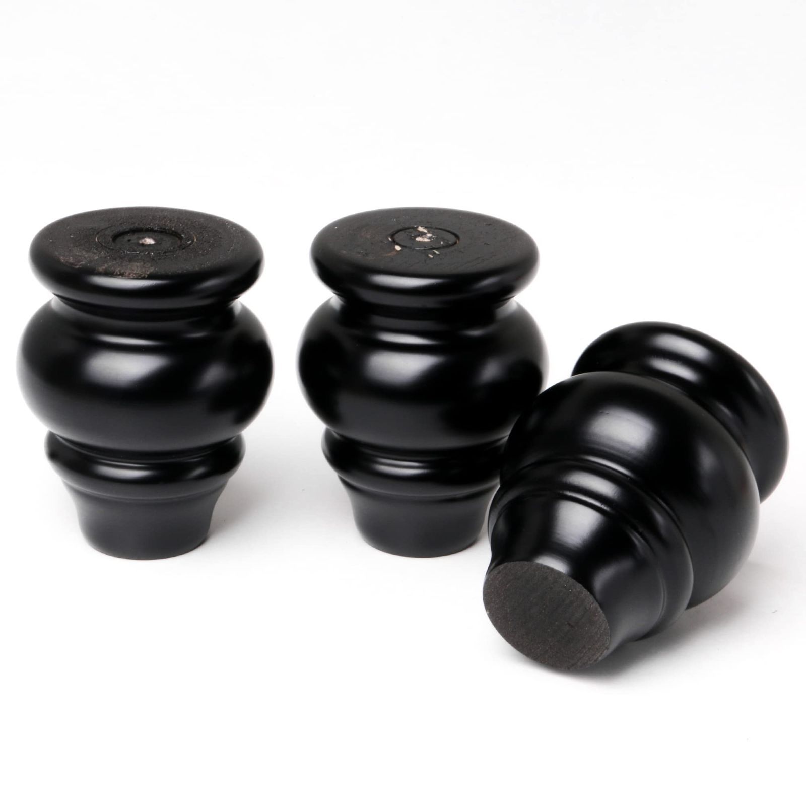 【数量限定】家具パーツ 9x6.5x3.7cm 家具脚 木製 ソファー足 ひょうたん形 ウッド製 ブラック ソリッド ソファー脚 4本入 SHANOER