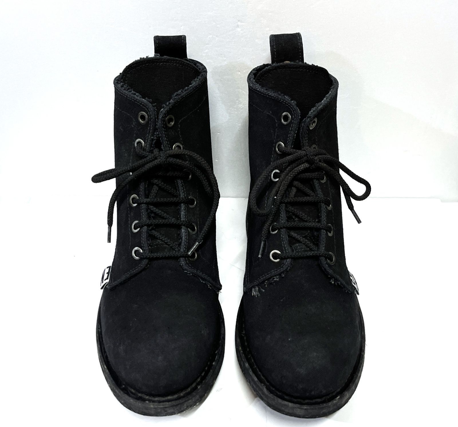 39 24.5cm程度 DIRK BIKKEMBERGS|ダークビッケンバーグ キャンバス レースアップ ブーツ 靴 KWY