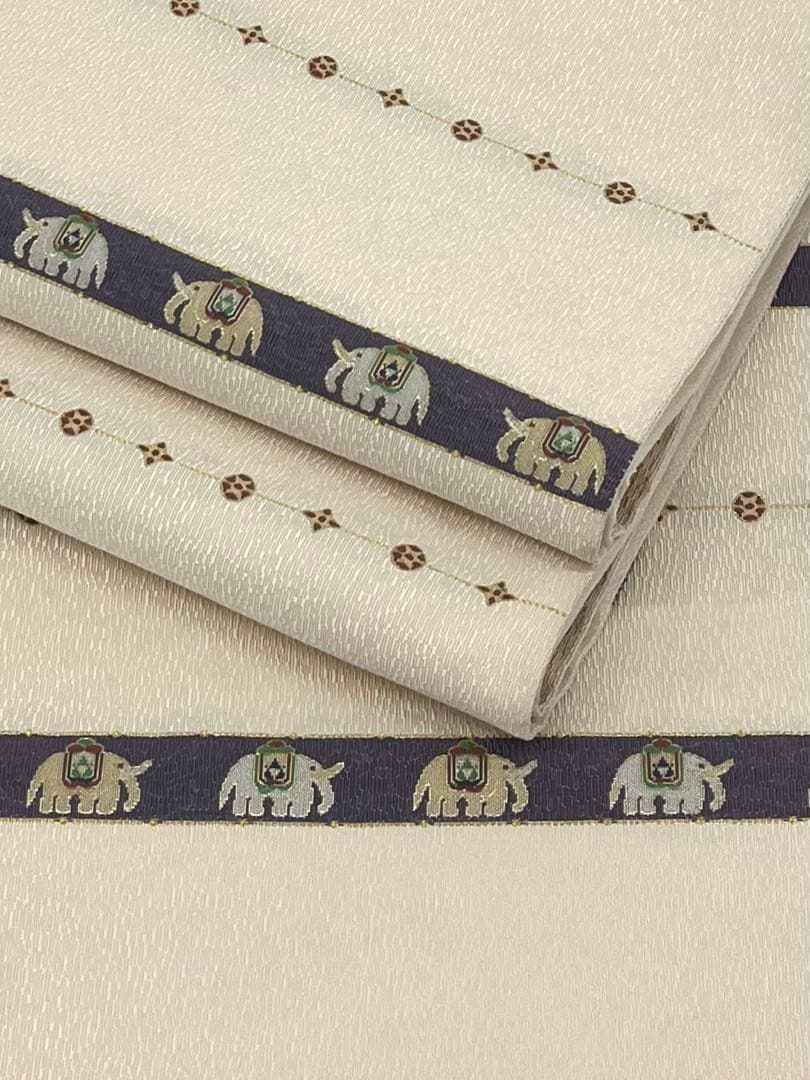 西陣織 洒落袋帯 象 横段 正絹 六通 Q1115