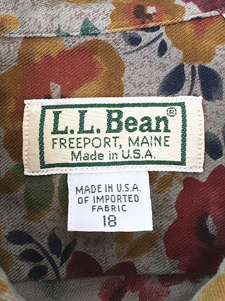 レディース 古着 80s USA製 LL Bean 花 フラワー シック アート
