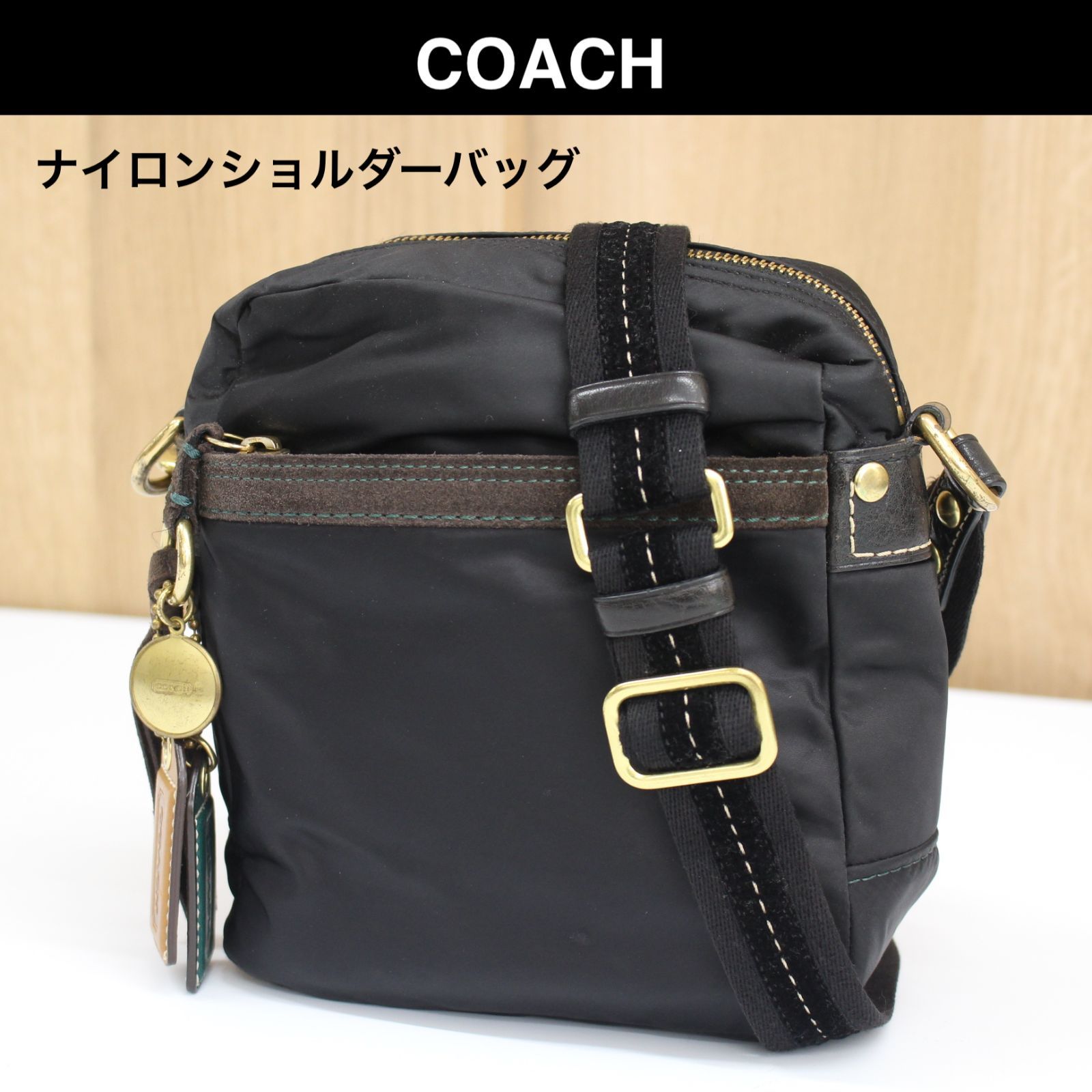 A993】COACH ナイロン ショルダーバッグ 10094 ブラック コーチ