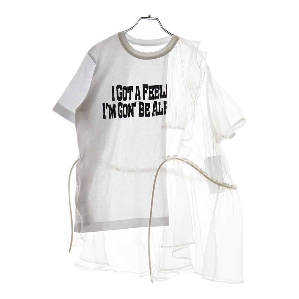 レディース Sacai (サカイ) シフォン切替 レイヤード 半袖Tシャツ 