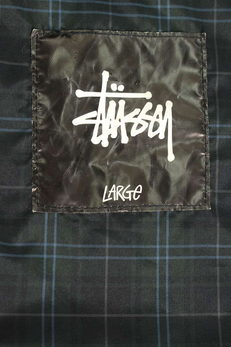 ステューシー チェック柄ナイロンジップパーカーブルゾン メンズ