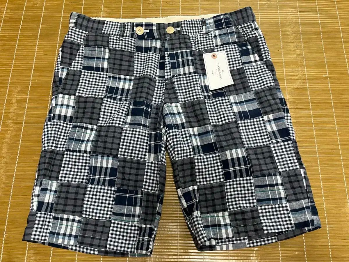 セカンドムーブ マドラスチェック パッチワーク ショートパンツ XL 34