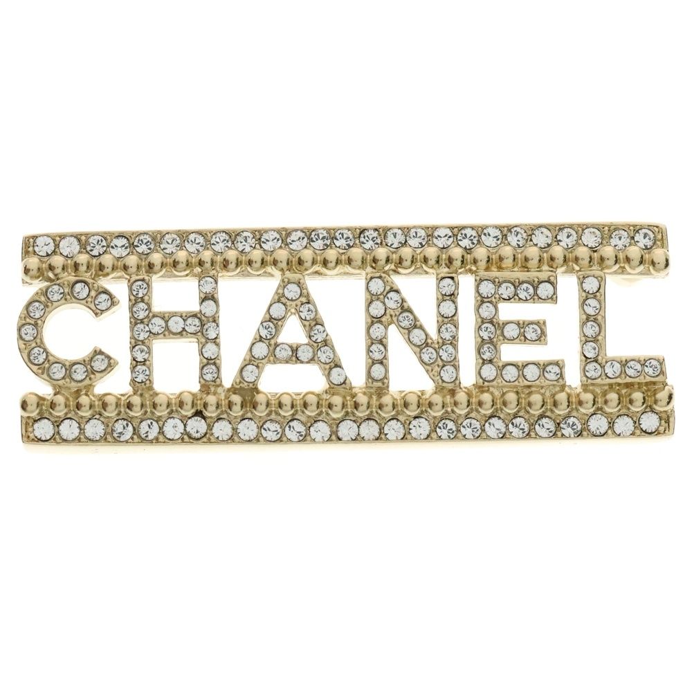 CHANEL シャネル ココマーク ロゴ ラインストーンブローチ ゴールド F23A