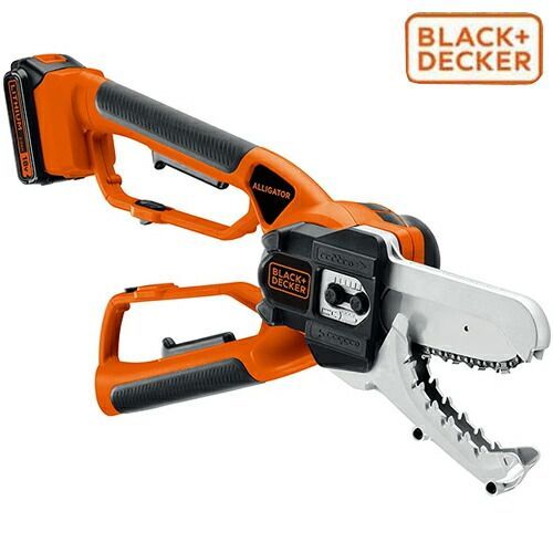 ブラック デッカー 充電式枝切りチェーンソー LLP 18 N Vバッテリー 急速充電器付き 切断能力100 mm チェンソー 剪定鋏