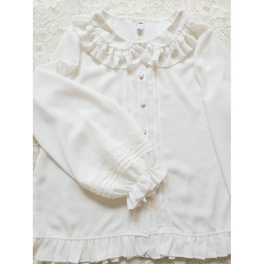ロリータ ブラウス 長袖 レディース 春夏 ロリィタ レース フリル ホワイト ブラック XS-2XL ガーリー 新作 ロリータ ブラウス 長袖 レディース 春夏 ロリィタ レース