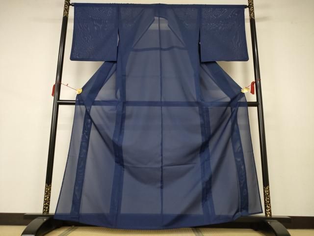 平和屋着物＊夏物 色無地 絽 青褐色 洗える着物 AABB2559jd