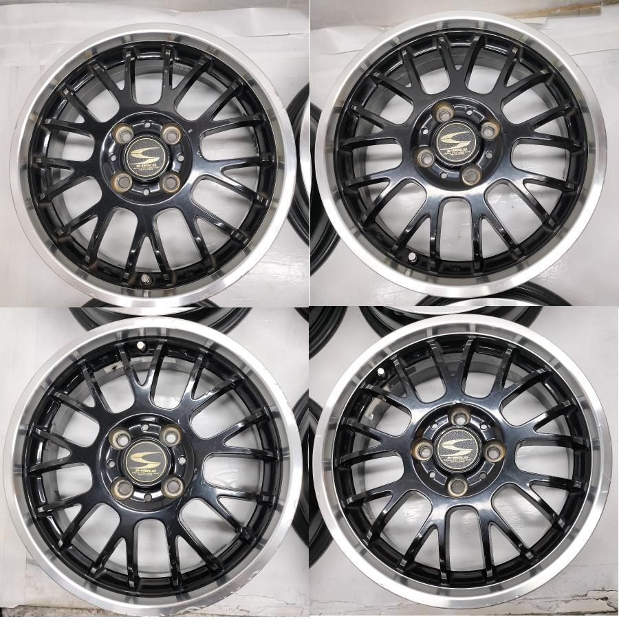 ◆本州 四国は ◆ 社外ホイール 4本セット 15x5J S-HOLD 4H -100 軽のインチアップに