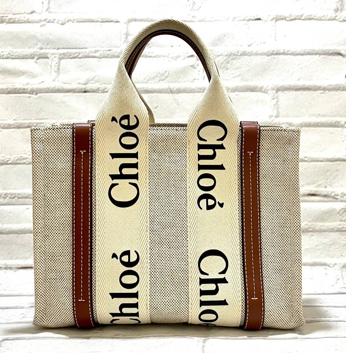 美品 Chloe / クロエ / ウッディ キャンバス スモールトートバッグ / 04 2175 65 / 保存袋付き - メルカリ