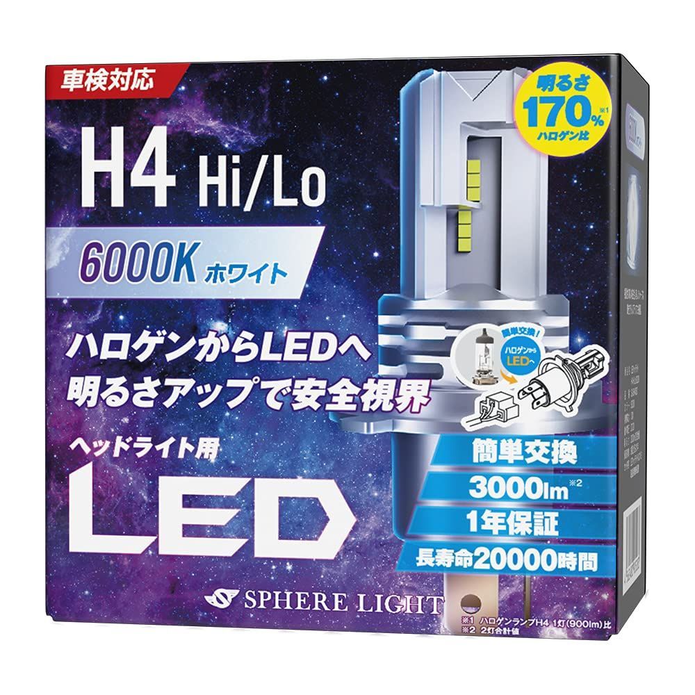 SLASH4060 車検対応 明るさ3000lm カラー6000K/純白色 Hi/Lo H4 LED