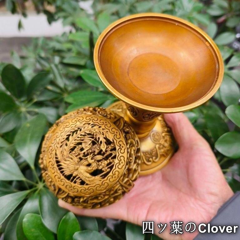 銅製 透かし彫り双鳳香炉 灯籠薫香炉 香道具 装飾品 工芸品 置物