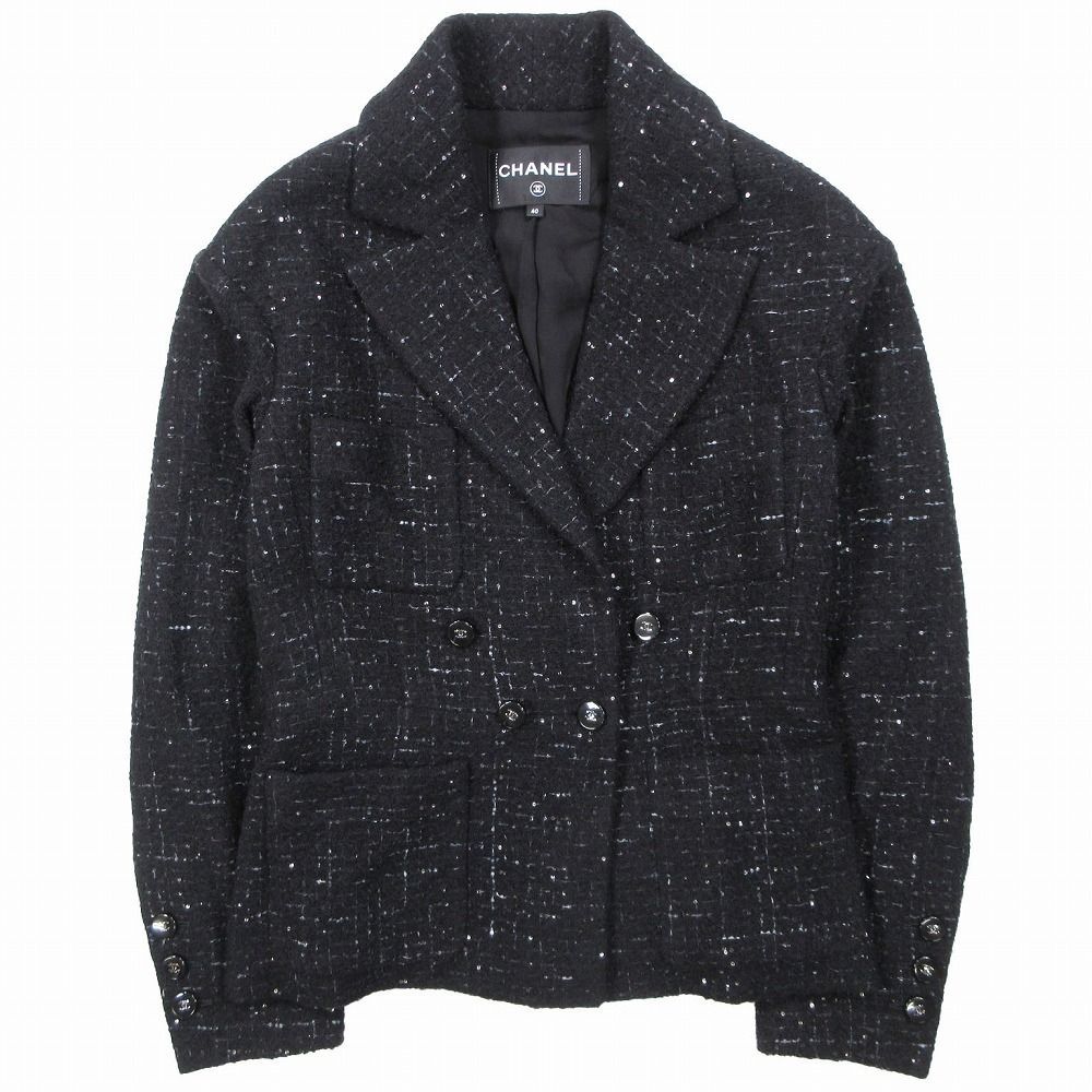 美品 24aw CHANEL シャネル 近年モデル グリッターツイード ジャケット