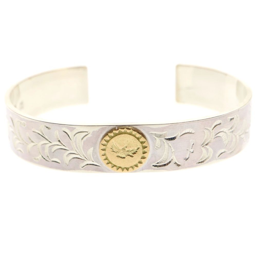 未使用】ホピ族 シルバーバングル ウェーブ 波 オーバーレイ