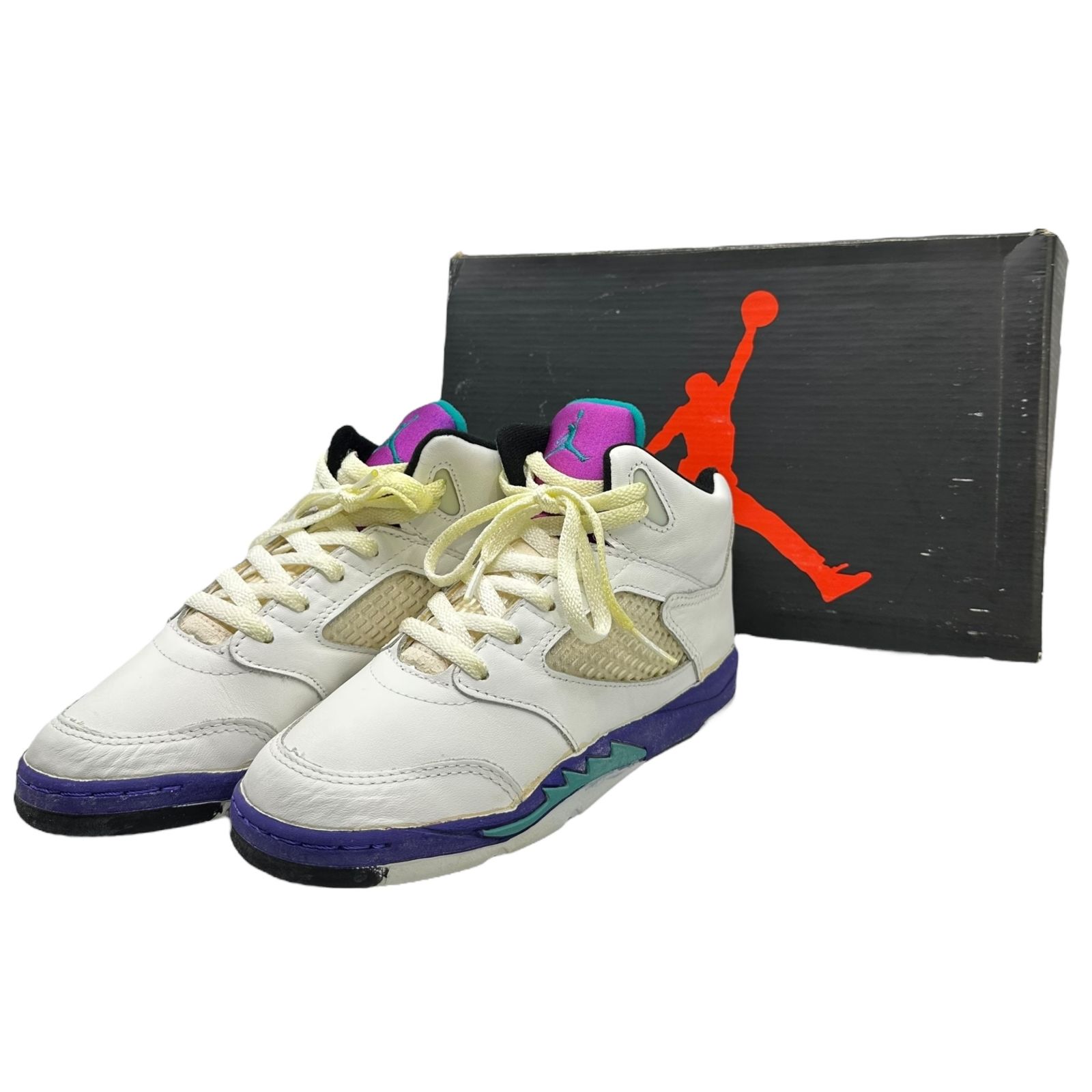 NIKE ナイキ 1990 AIR JORDAN 5 HIGH KIDS オリジナル エアジョーダン 5 キッズ 900406 PA 8462 22cm ホワイト×パープル 90 s 90年代 ヴィンテージ ハイカット スニーカー