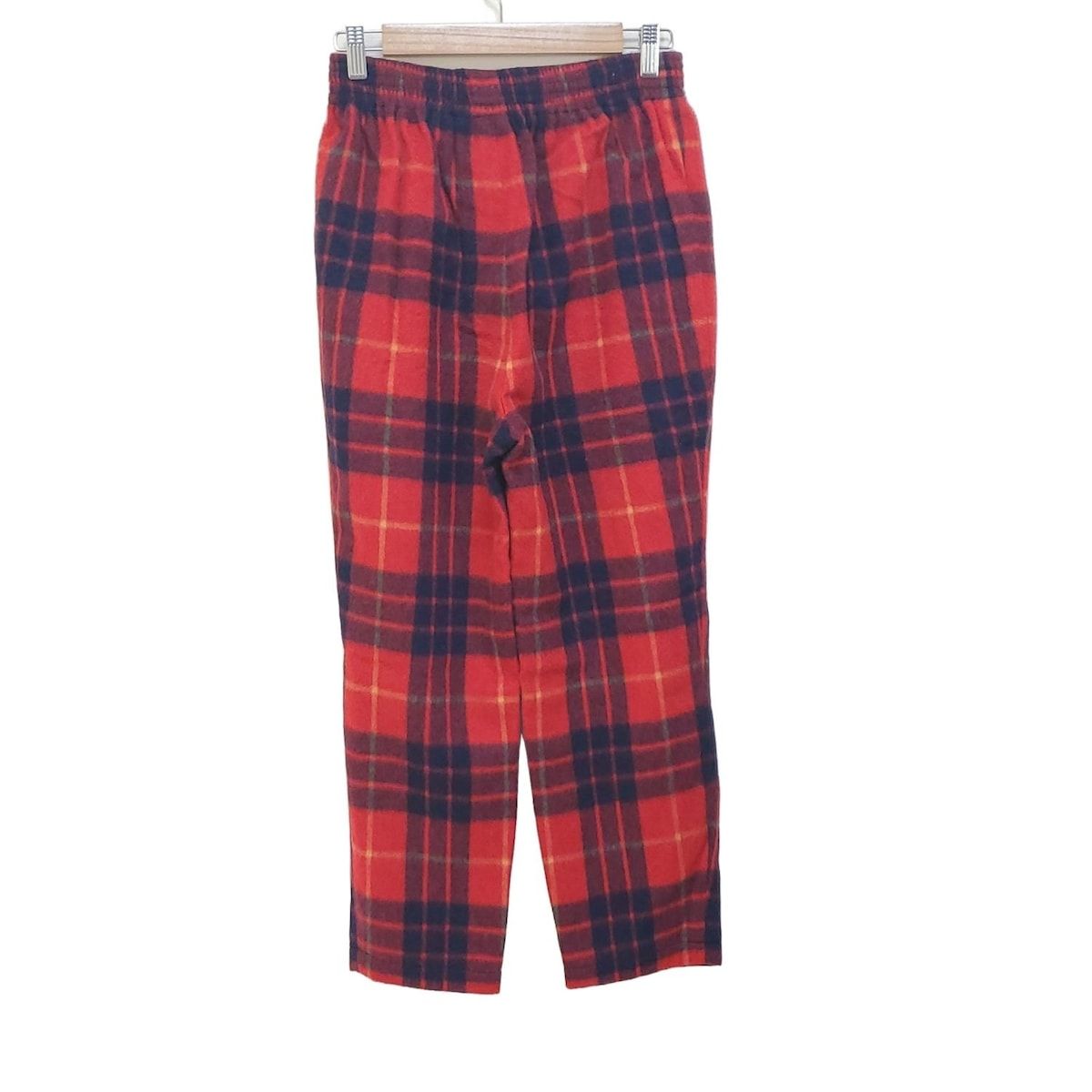 COMMEdesGARCONS コムデギャルソン パンツ レディース - レッド×ネイビー×マルチ フルレングス チェック柄 ウエストゴム
