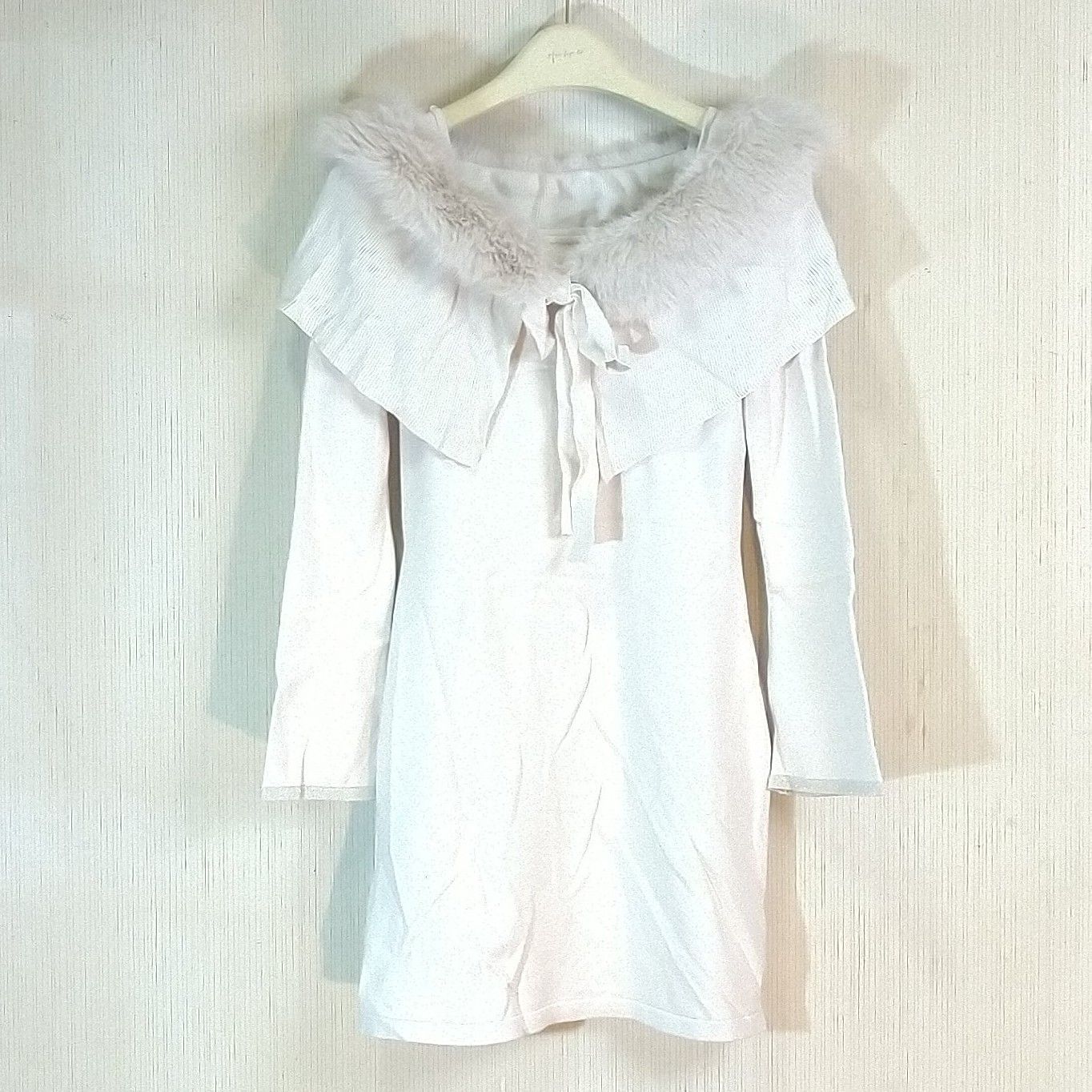タグ付き】Ritz Faux Fur Mini Dress ニット ワンピ－ス ecru ファ