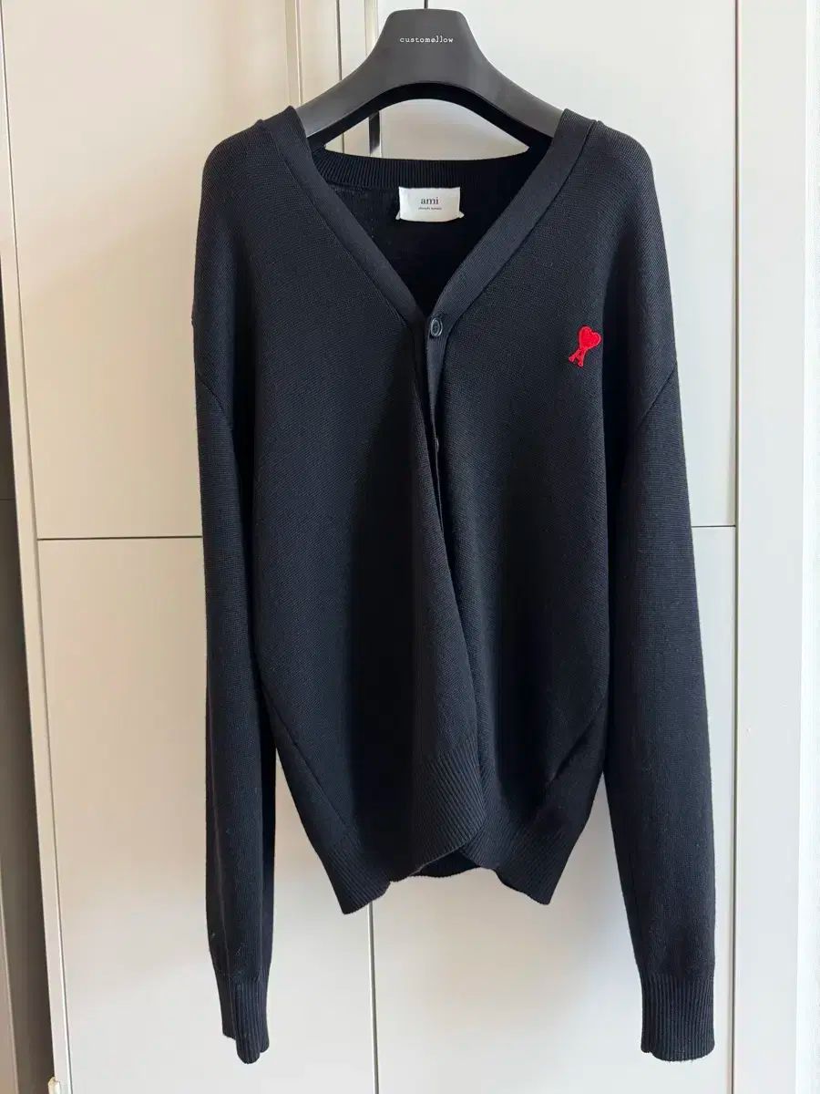 ami アミ スモール ハート ロゴ ウール カーディガン 黒 XL