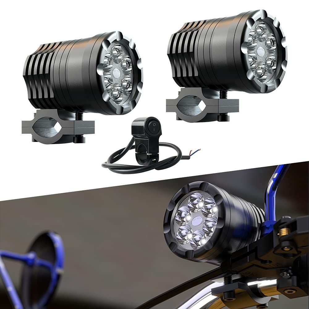 【新着商品】明るい ホワイト バイク用 スイッチ付き フォグ ワークライト 補助ライト 作業灯 CREE製 led ledチップ ヘッドライト 6000K 補助灯 IP67防水 フォグランプ 12V バイク 30W Catland 2個セッ