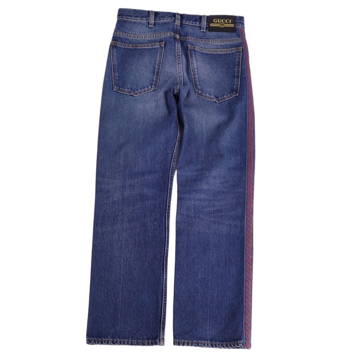 美品 グッチ GUCCI パンツ デニムパンツ サイドライン コットン 