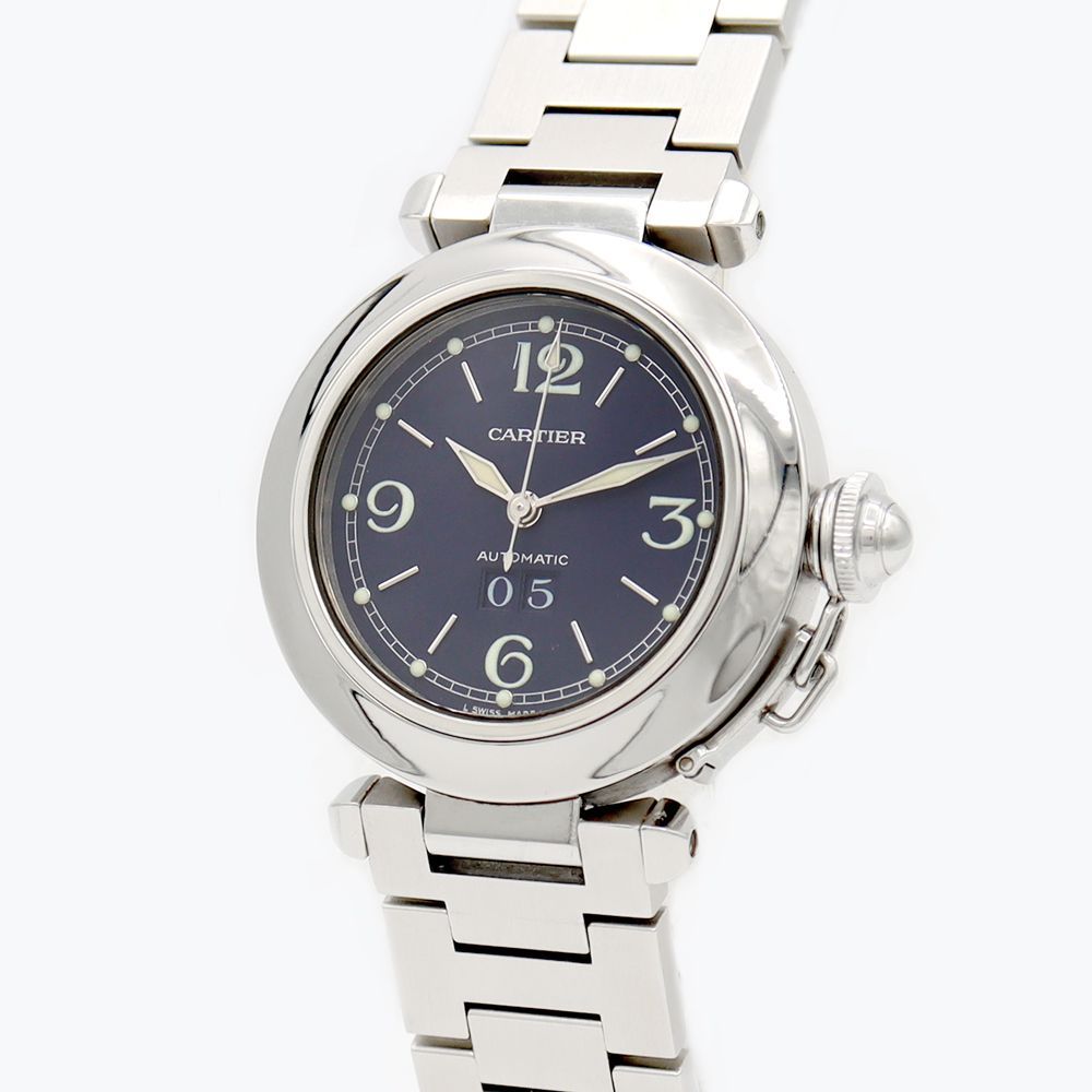 Cartier カルティエ パシャC ビッグデイト W31047M7 紺 ネイビー SS ステンレス レディース ボーイズ メンズ ユニセックス 自動巻き【6ヶ月保証】【腕時計】【中古】 Cartier カルティエ パシャC ビッグデイト W31047M7 紺 ネイビー SS