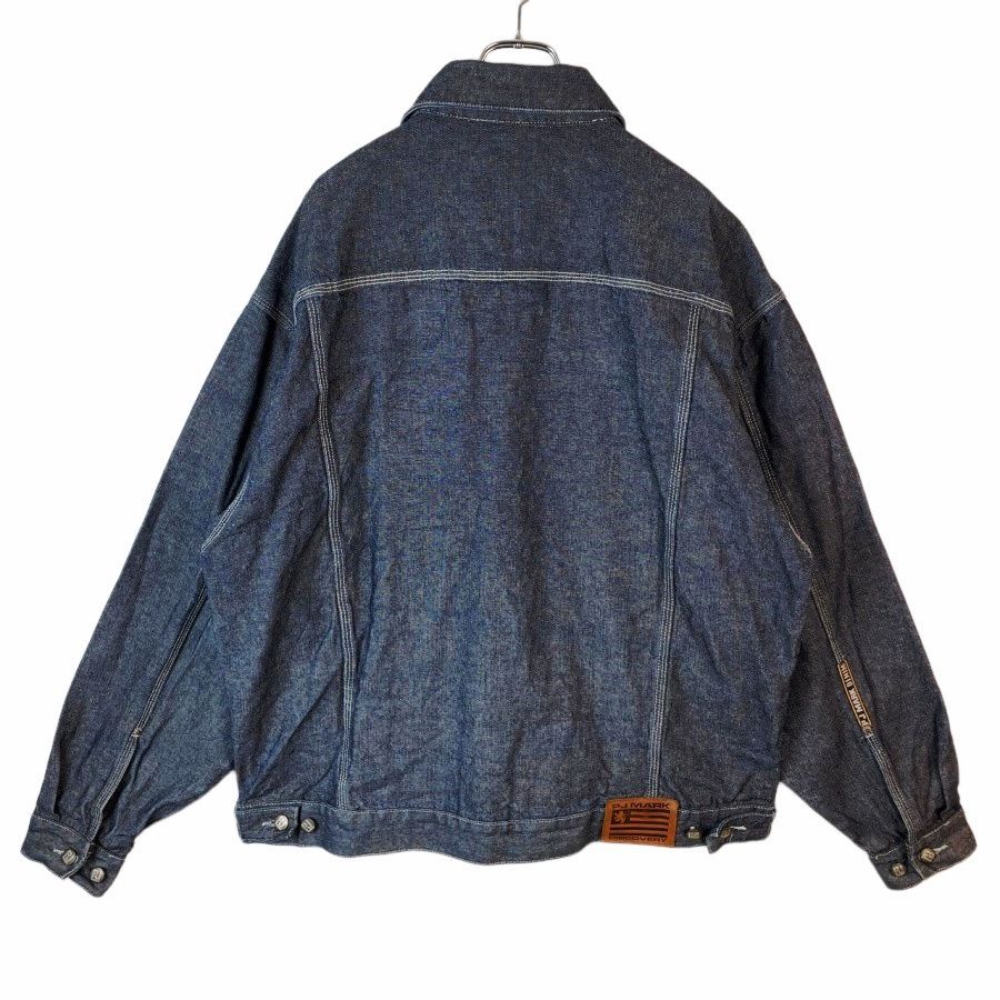 革パッチ　刺繍ロゴ　デニムジャケット　バックロゴ　ヴィンテージ　インディゴ　古着 VINTAGE デニムジャケット gジャン 「ヴィンテージ古着」90's