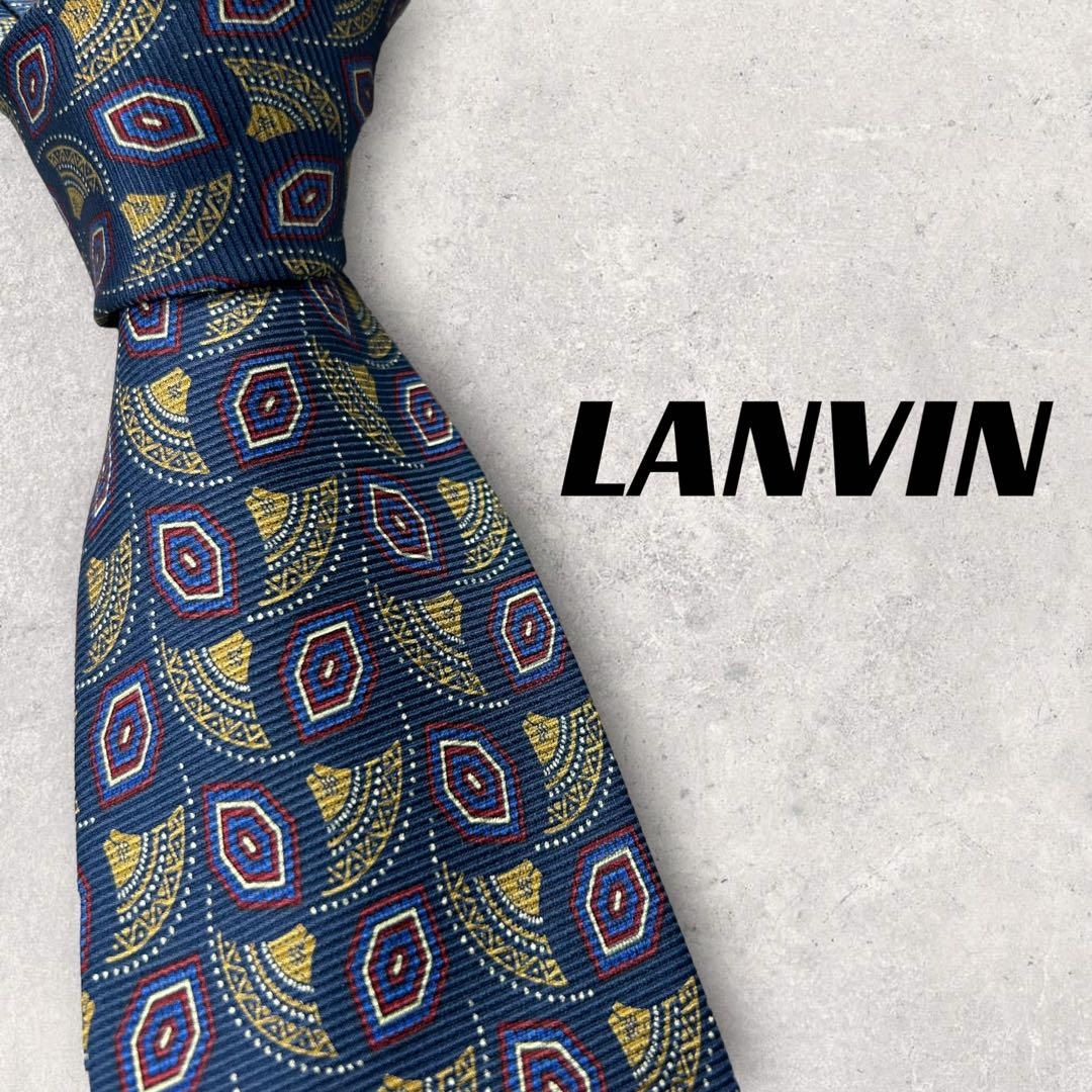 4340】美品！LANVIN ランバン ネクタイ ブルー系 - メルカリ