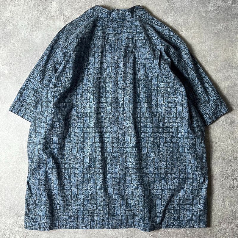 00s LLBean 総柄 コットン 半袖 オープンカラー シャツ XXL / 00