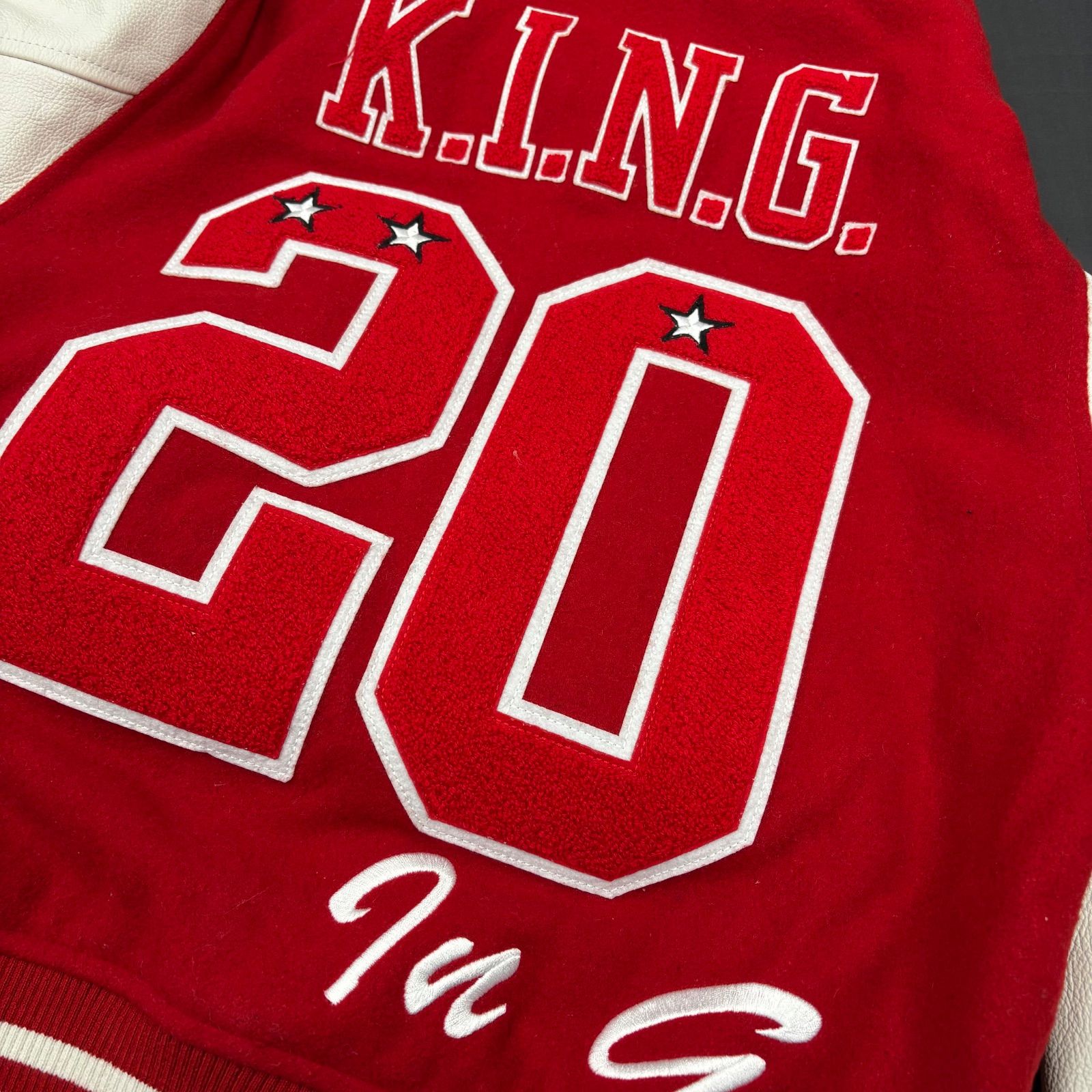 68.SUPREME 20AW KING HOODED VARSITY JACKET Sサイズ【併売品