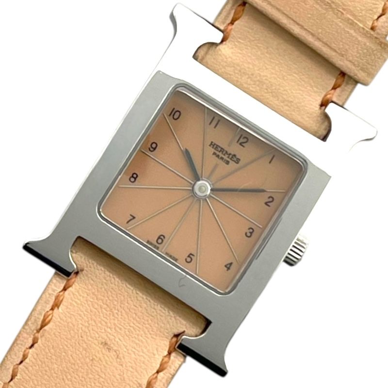 エルメス HERMES Hウォッチ HH1.210 ベージュ SS クオーツ レディース 腕時計