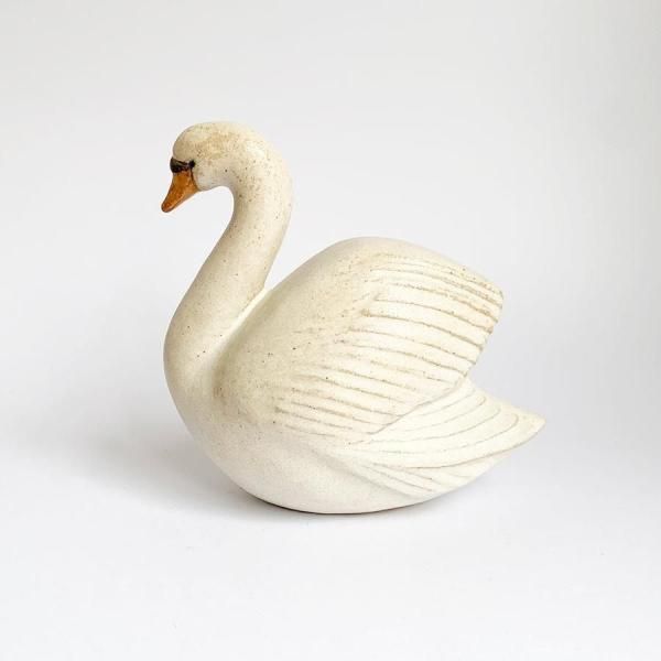 超激得，大得価ヴィンテージオブジェ Lisa Larson　白鳥　 リサラーソン　スワン　SVAN　WWFシリーズ Jie Keramik社　1990年　置物 D 置物