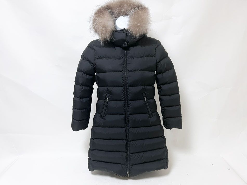 MONCLER モンクレール ABELLE GIUBBOTTO ダウンジャケット ファー フード キッズサイズ ブラック ナイロン 10 anni 140cm