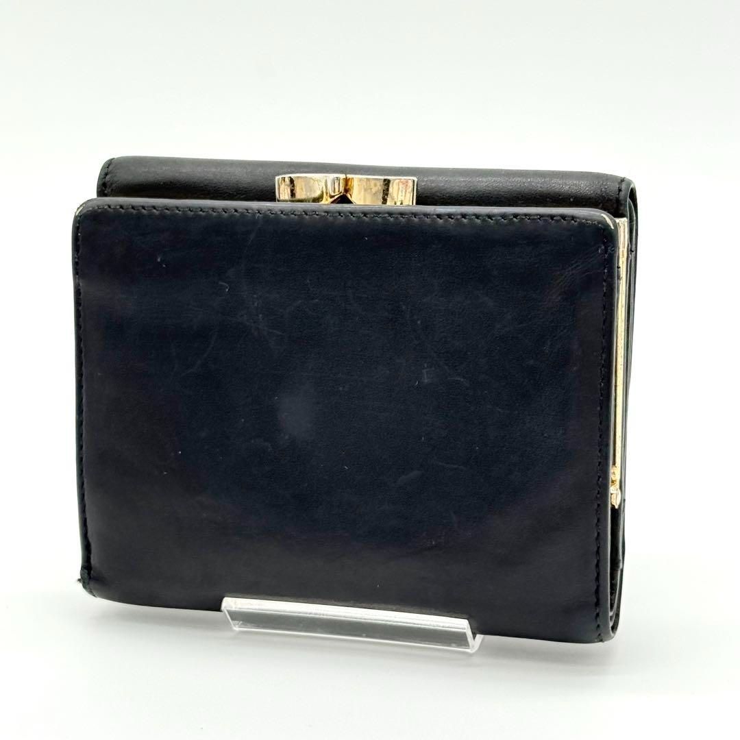 美品】Vivienne がま口財布 三つ折り財布 ORB レザー ブラック - メルカリ