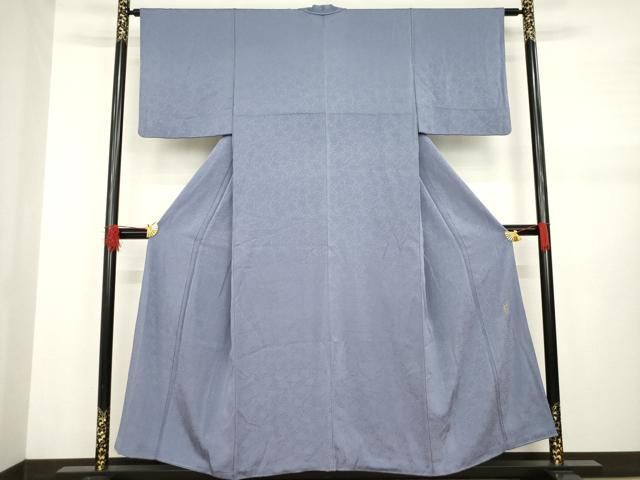 平和屋着物○中村玉緒 色無地 唐草地紋 鳩羽色 正絹 逸品 AABA8265ck