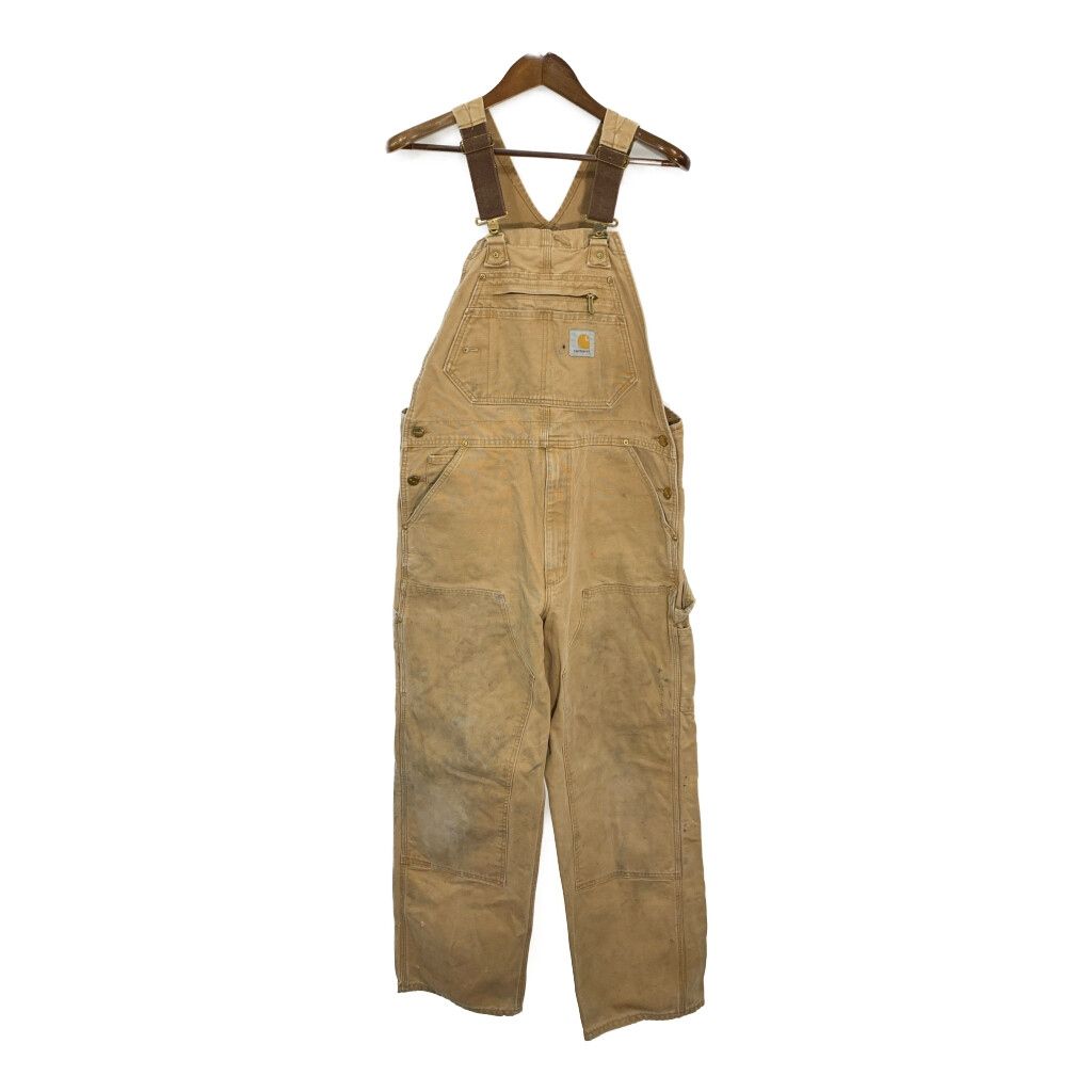 Carhartt カーハート ダック ダブルニー ビブオーバーオール  ブラウン (メンズ W37 L29相当) 中古 古着 T0324